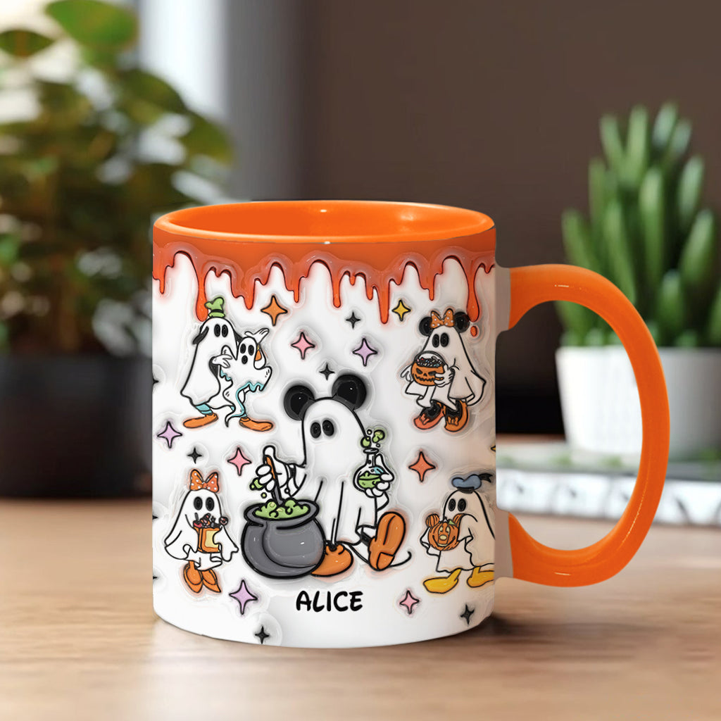 Personalized Spooky Ghost Accent Mug Custom Name Halloween Gift Accent Mug GradoCreations