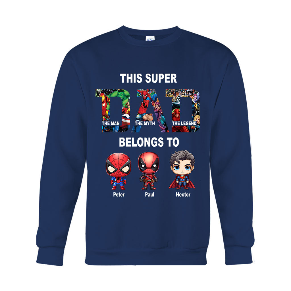 Personalized Super Dad T-shirt Custom Names Gift for Father's Day T-shirt & Hoodie GradoCreations