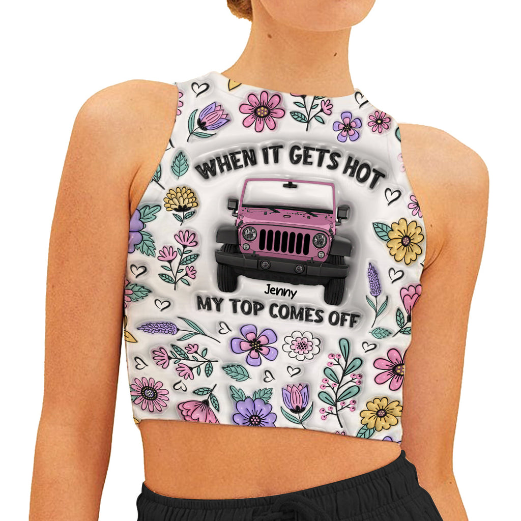 Personalized Floral Print Crop Tank Top Custom Name Gift Crop Tank Top GradoCreations