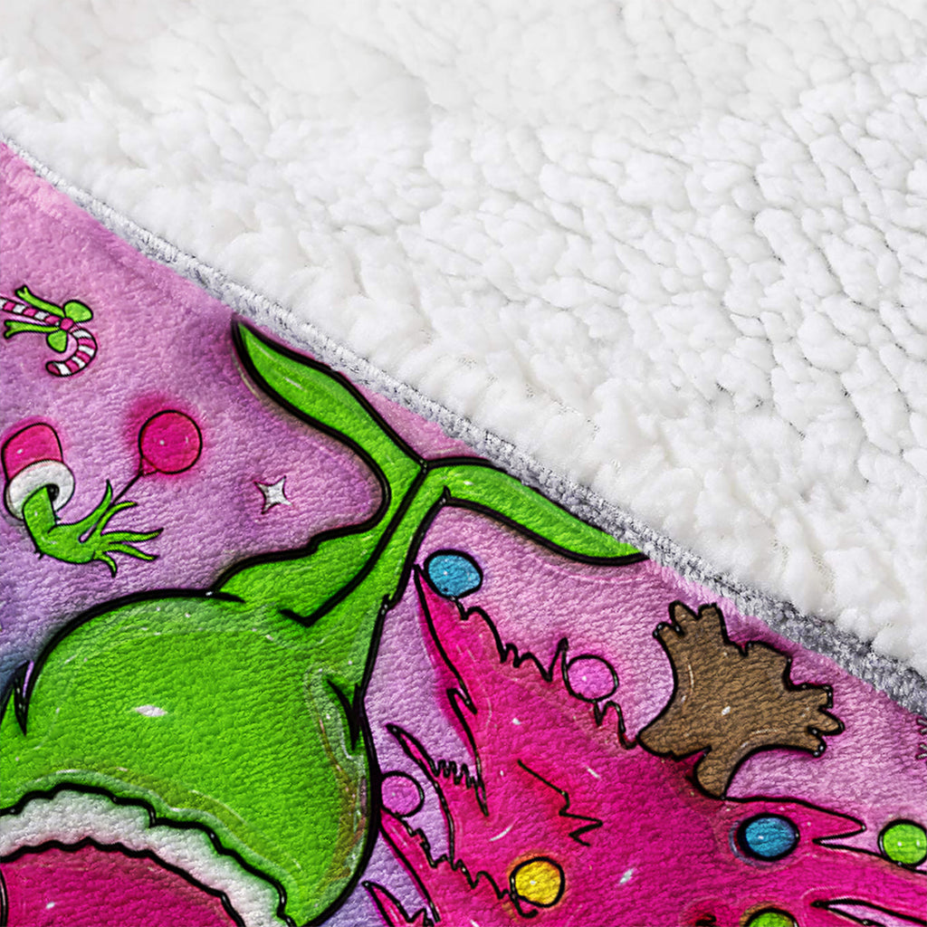 Personalized Grinch Christmas Blanket Hoodie Gift for Kids Blanket Hoodie GradoCreations