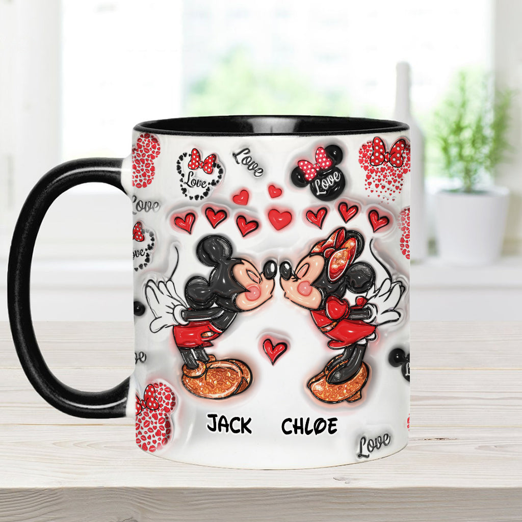 Personalized Accent Mug You & Me Kissing Mickey Minnie Gift for Couple Accent Mug GradoCreations