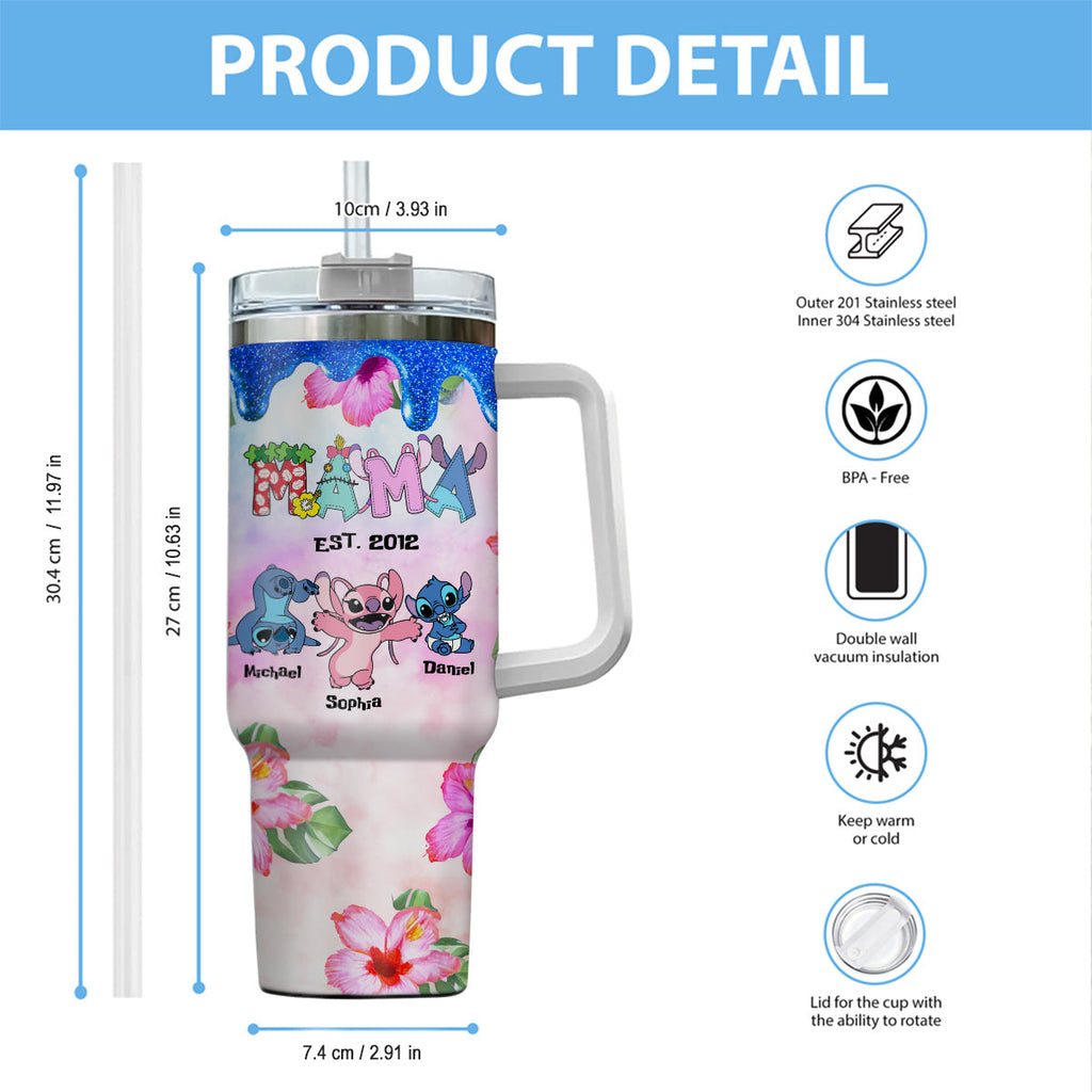 Personalized Ohana Tumbler with Handle Custom Name Gift for Mom Tumbler With Handle GradoCreations