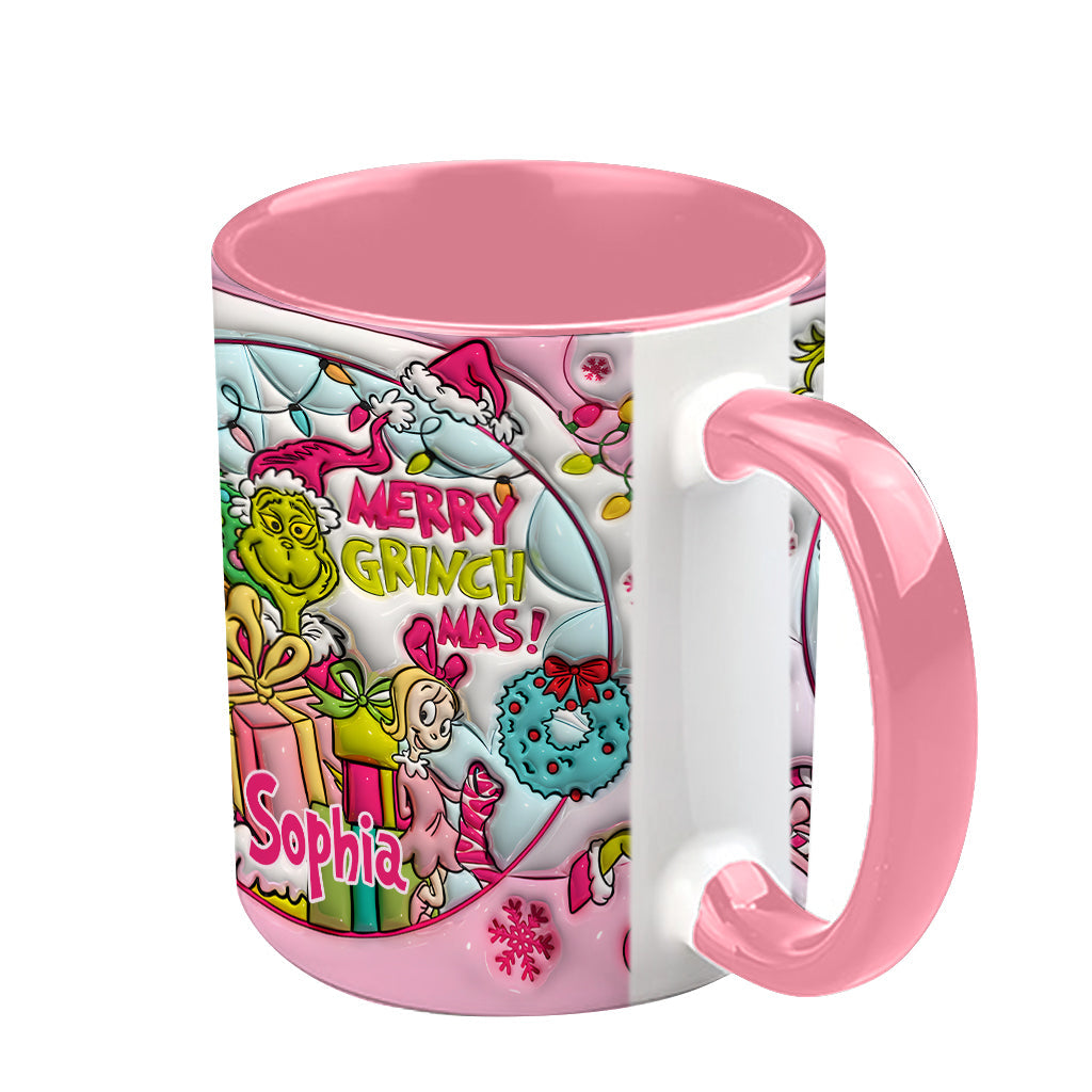 Personalized Merry Grinchmas Accent Mug Custom Name Holiday Gift Accent Mug GradoCreations