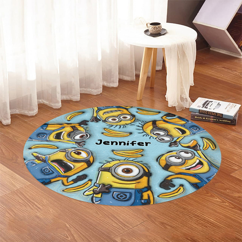 Personalized Minion Round Rug Custom Name Gift for Kids Round Rug GradoCreations