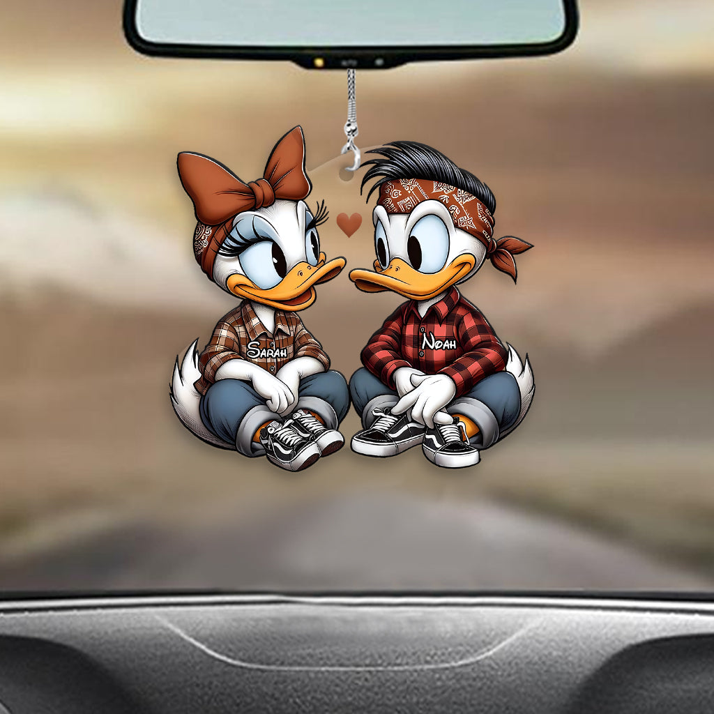 Personalized Chicano Duck Couple Car Ornament Custom Name Gift Car Ornament GradoCreations