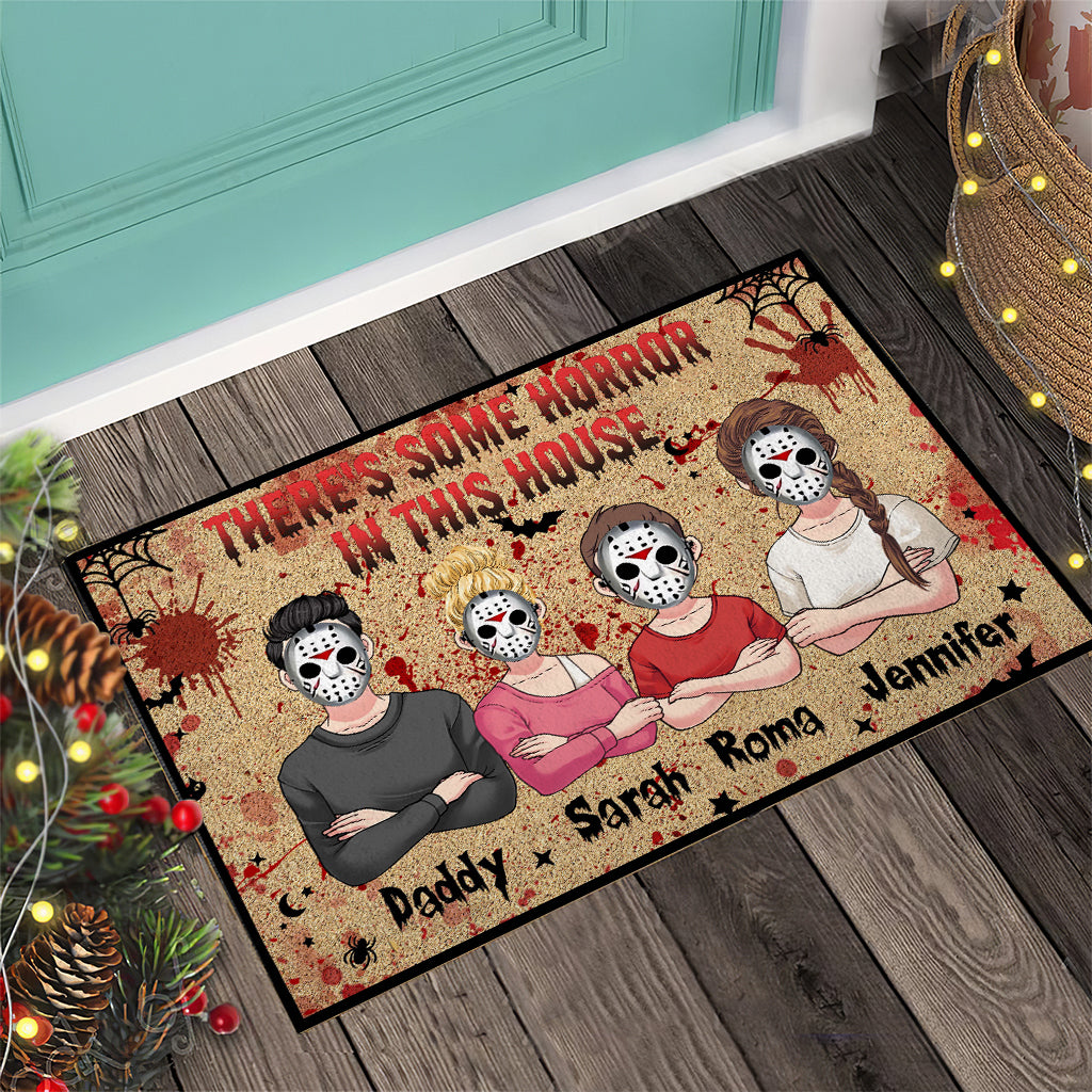 Personalized Halloween Horror Family Doormat Custom Name Gift Doormat GradoCreations
