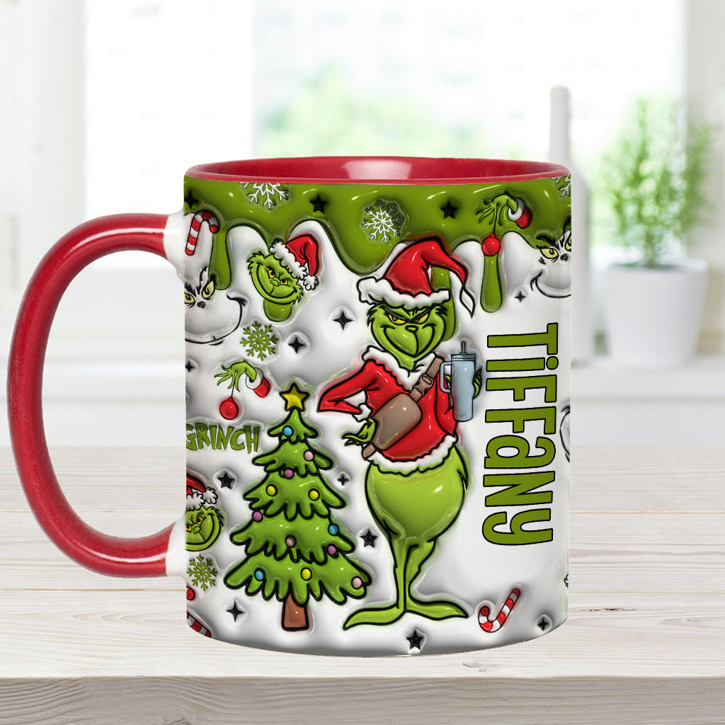 Personalized Grinch Accent Mug Custom Name Gift for Christmas Accent Mug GradoCreations
