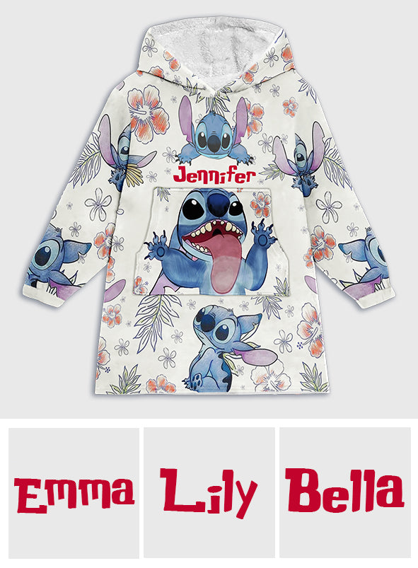 Personalized Stitch Blanket Hoodie Gift for Kids & Teens Blanket Hoodie GradoCreations
