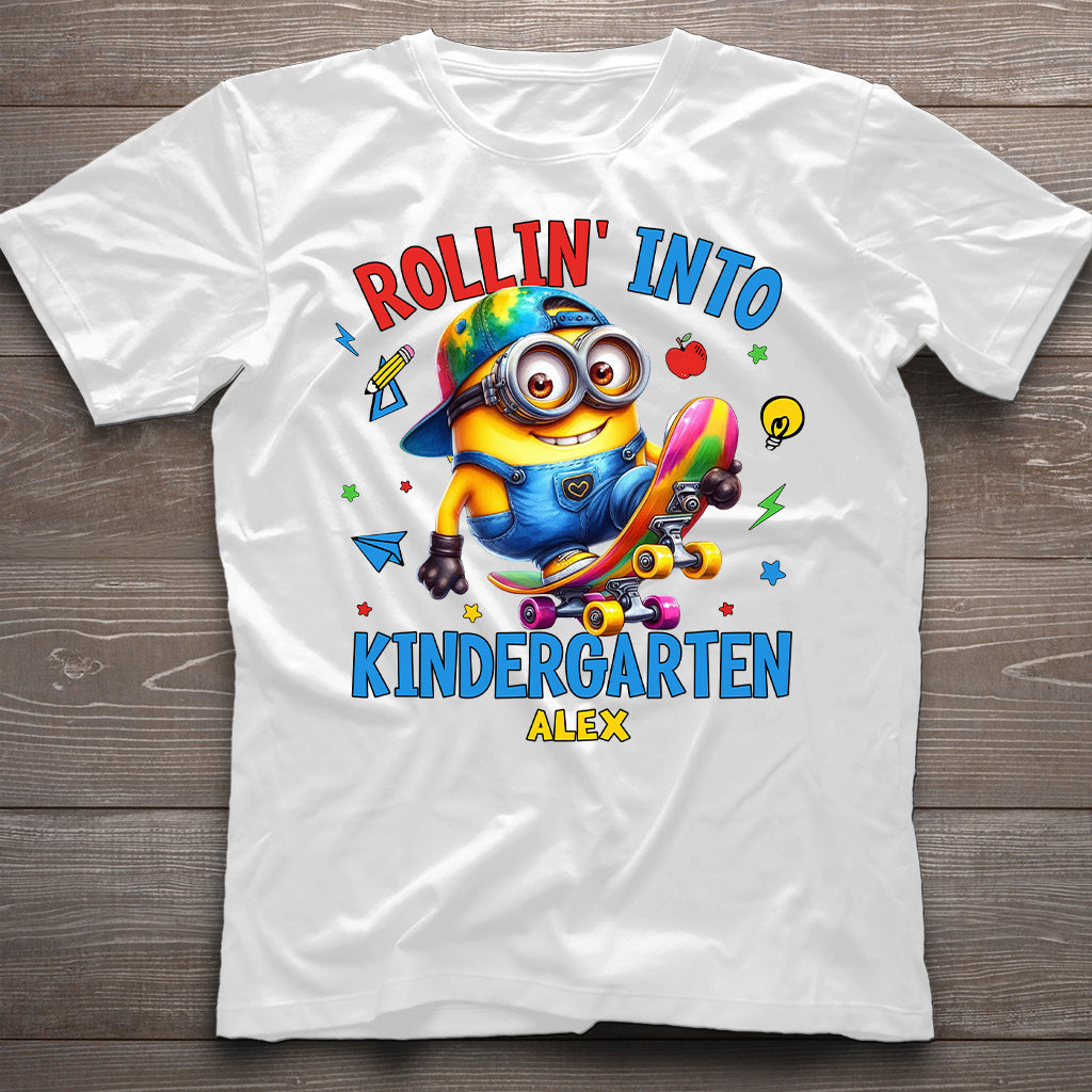 Personalized Kids T-Shirt Rollin Into Kindergarten Custom Name T-shirt & Hoodie GradoCreations