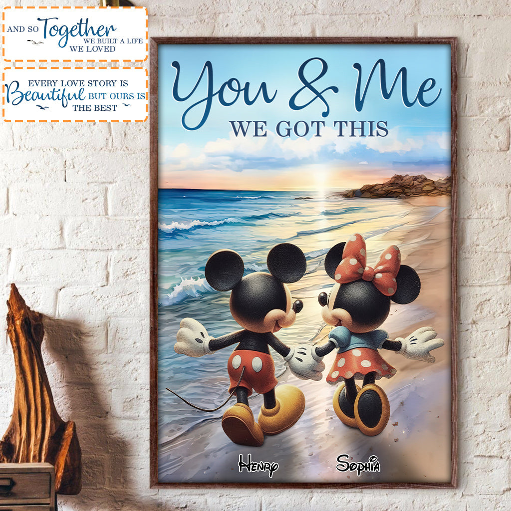 Personalized Mouse Ears Couple Retro Beach Canvas Art Gift Canvas And Poster GradoCreations