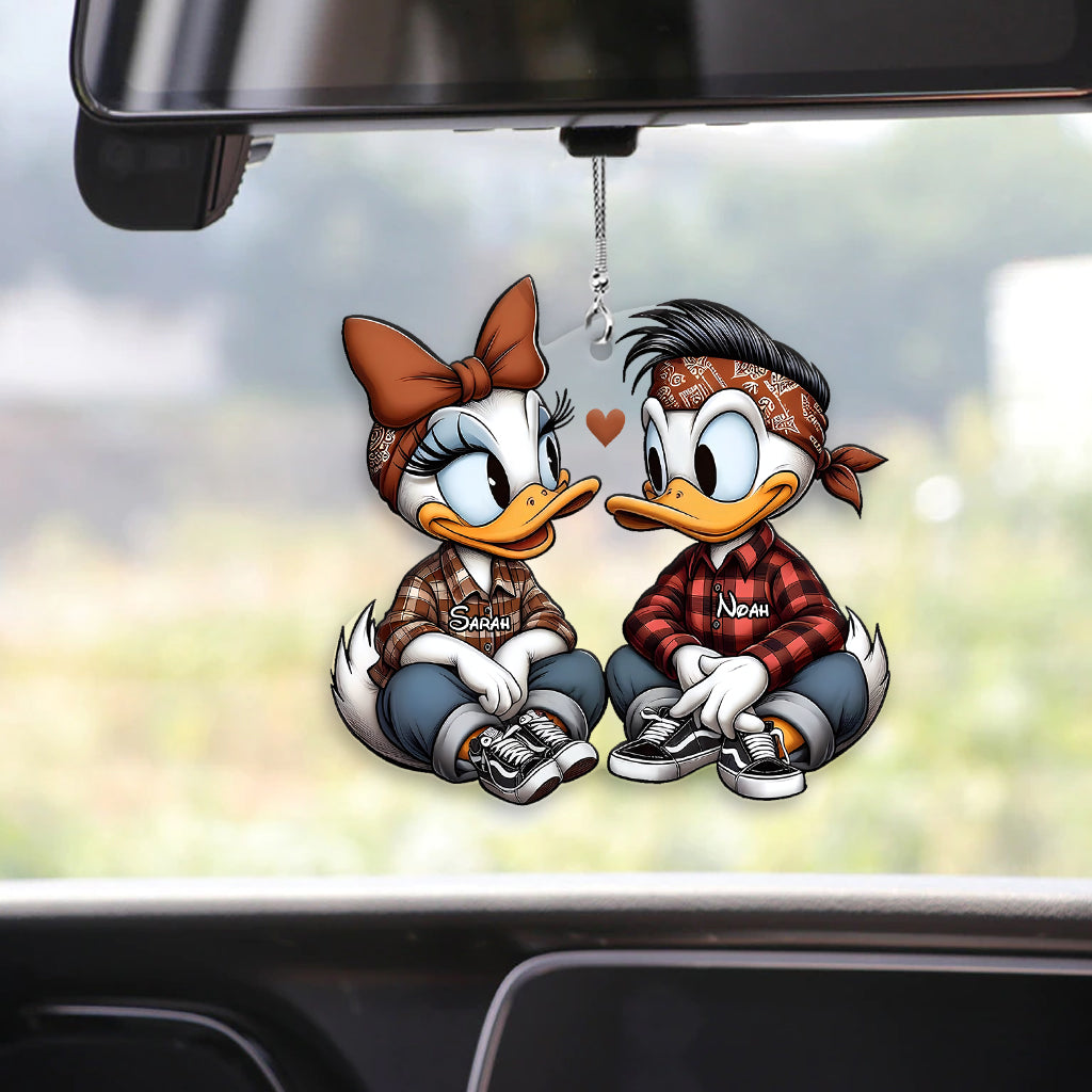 Personalized Chicano Duck Couple Car Ornament Custom Name Gift Car Ornament GradoCreations