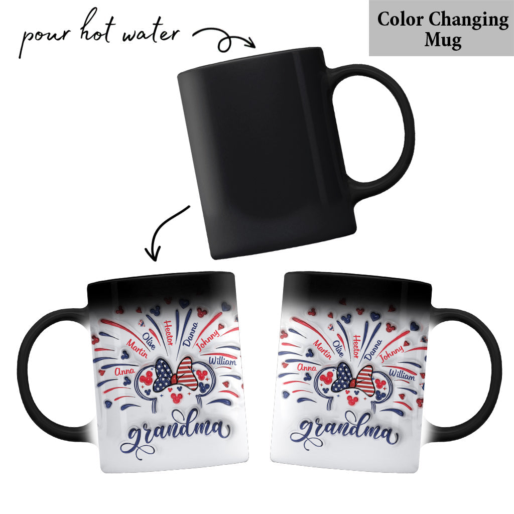 Personalized Firework Mouse Mug Custom Family Names Gift for Grandma Mug GradoCreations