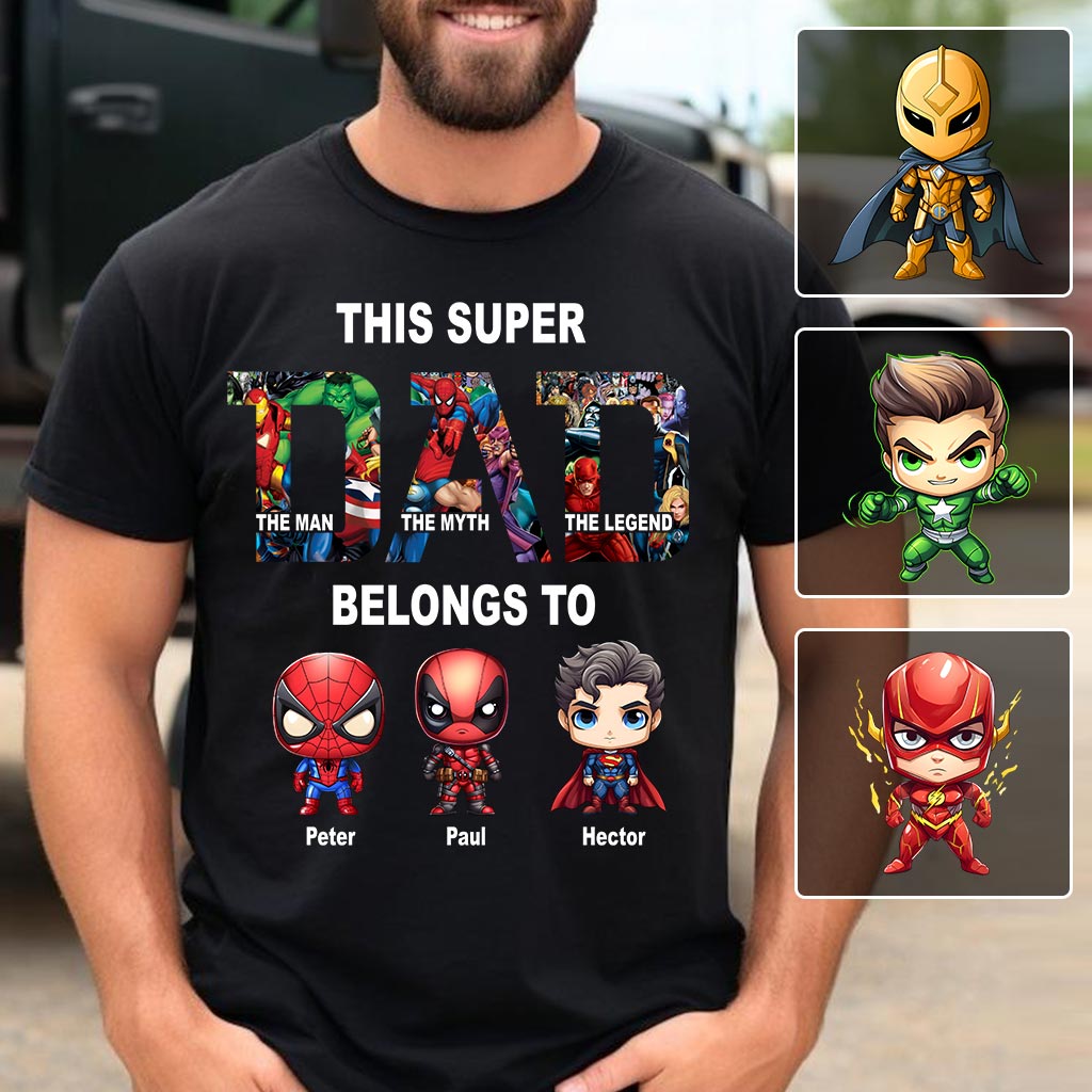 Personalized Super Dad T-shirt Custom Names Gift for Father's Day T-shirt & Hoodie GradoCreations