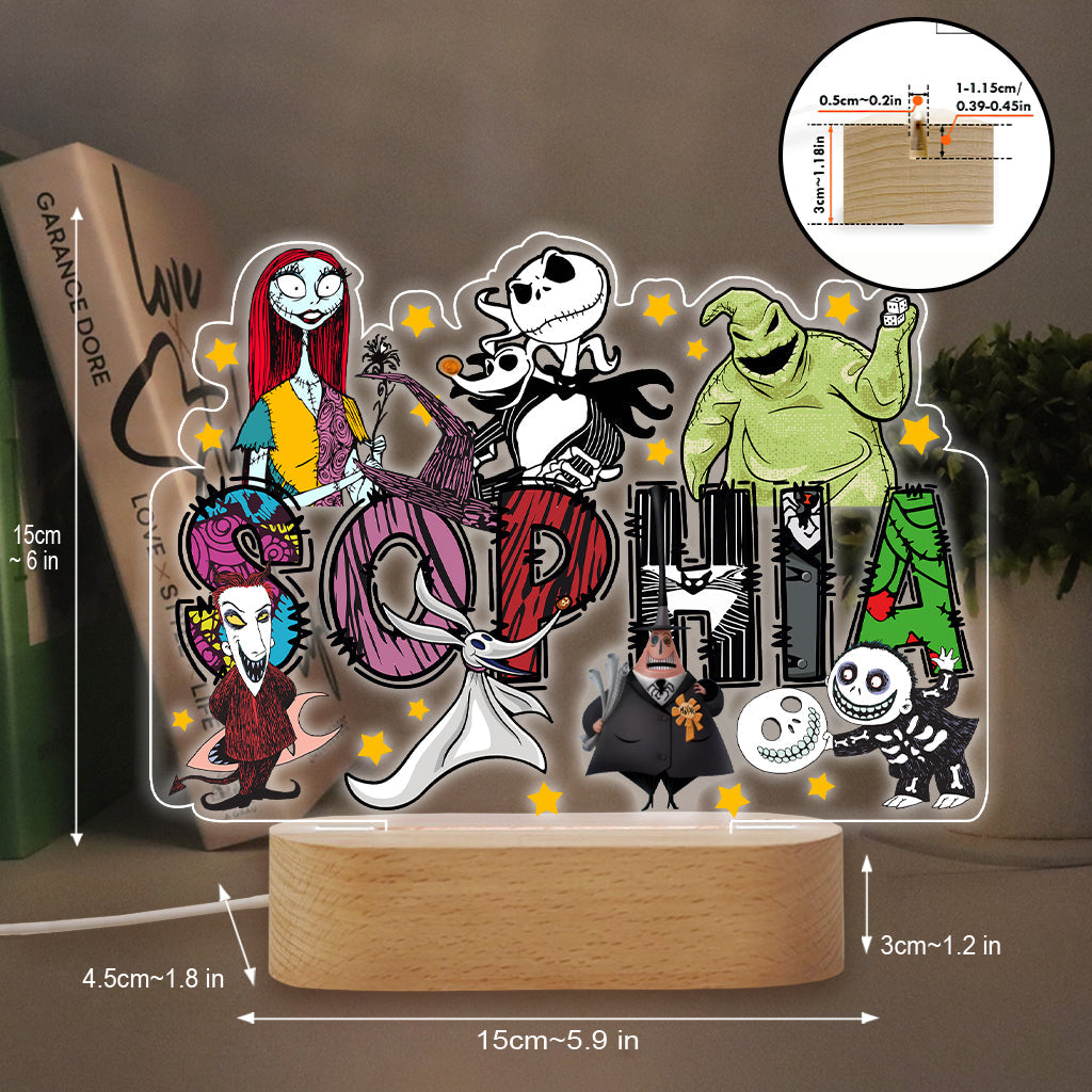 Personalized Nightmare Shaped Plaque Light Base Custom Name Gift for Halloween Shaped Plaque Light Base GradoCreations