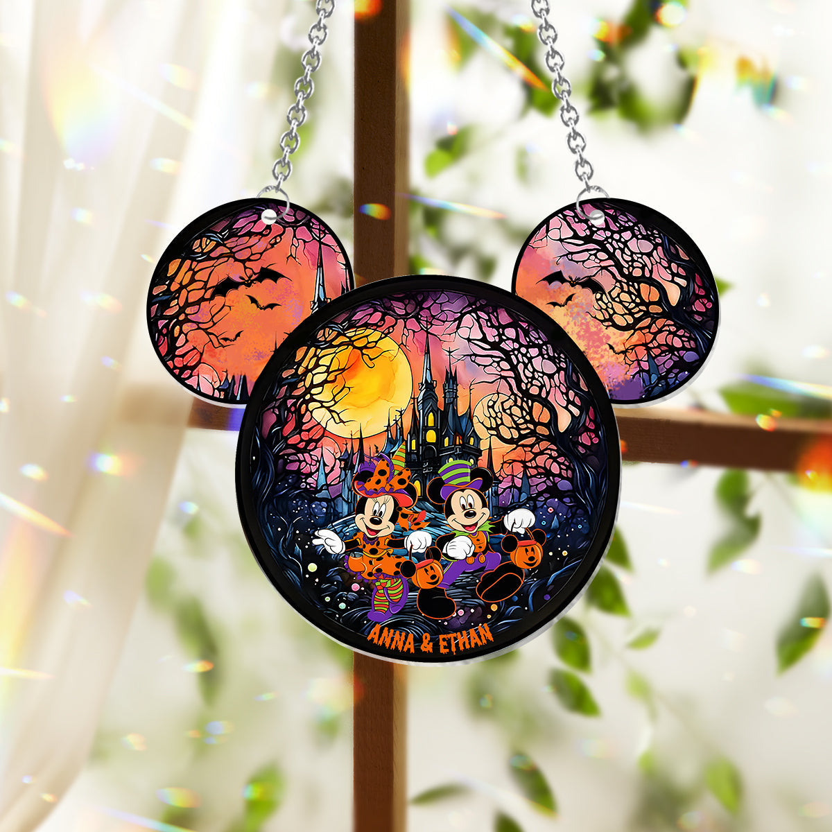 Personalized Halloween Mouse Couple Suncatcher Ornament Gift Window Hanging Suncatcher Ornament GradoCreations