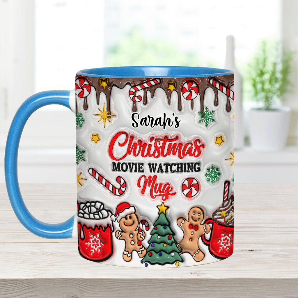 Personalized Christmas Movie Watching Mug Custom Name Gift Accent Mug GradoCreations