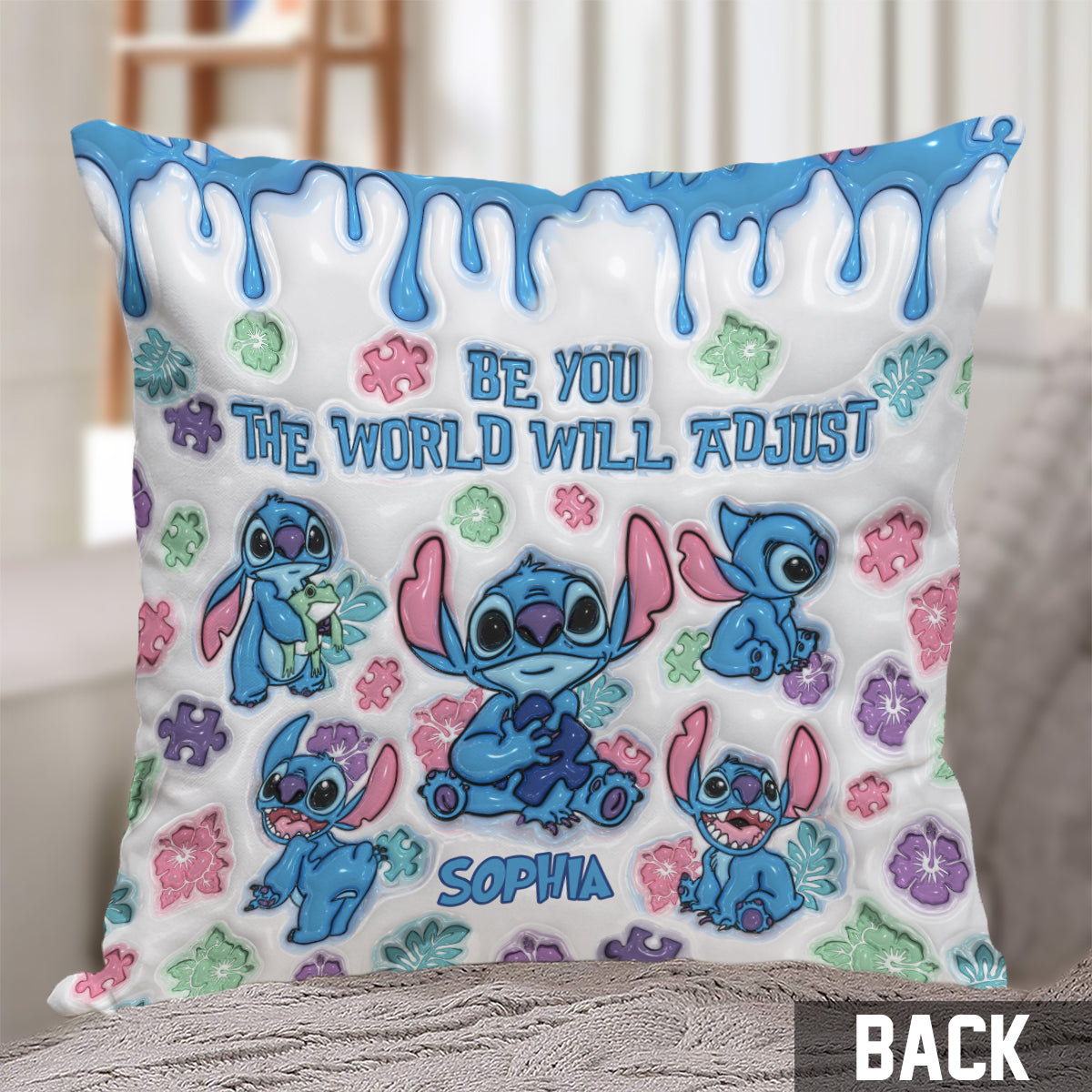 Personalized Autism Awareness Throw Pillow Custom Name Gift Throw Pillow GradoCreations
