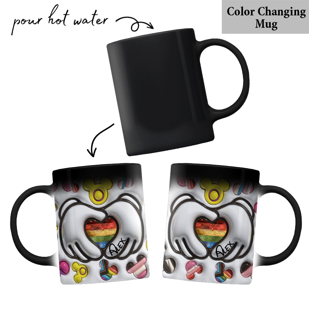 Personalized LGBT Support Mug with Custom Pride Flag Hands Mug GradoCreations