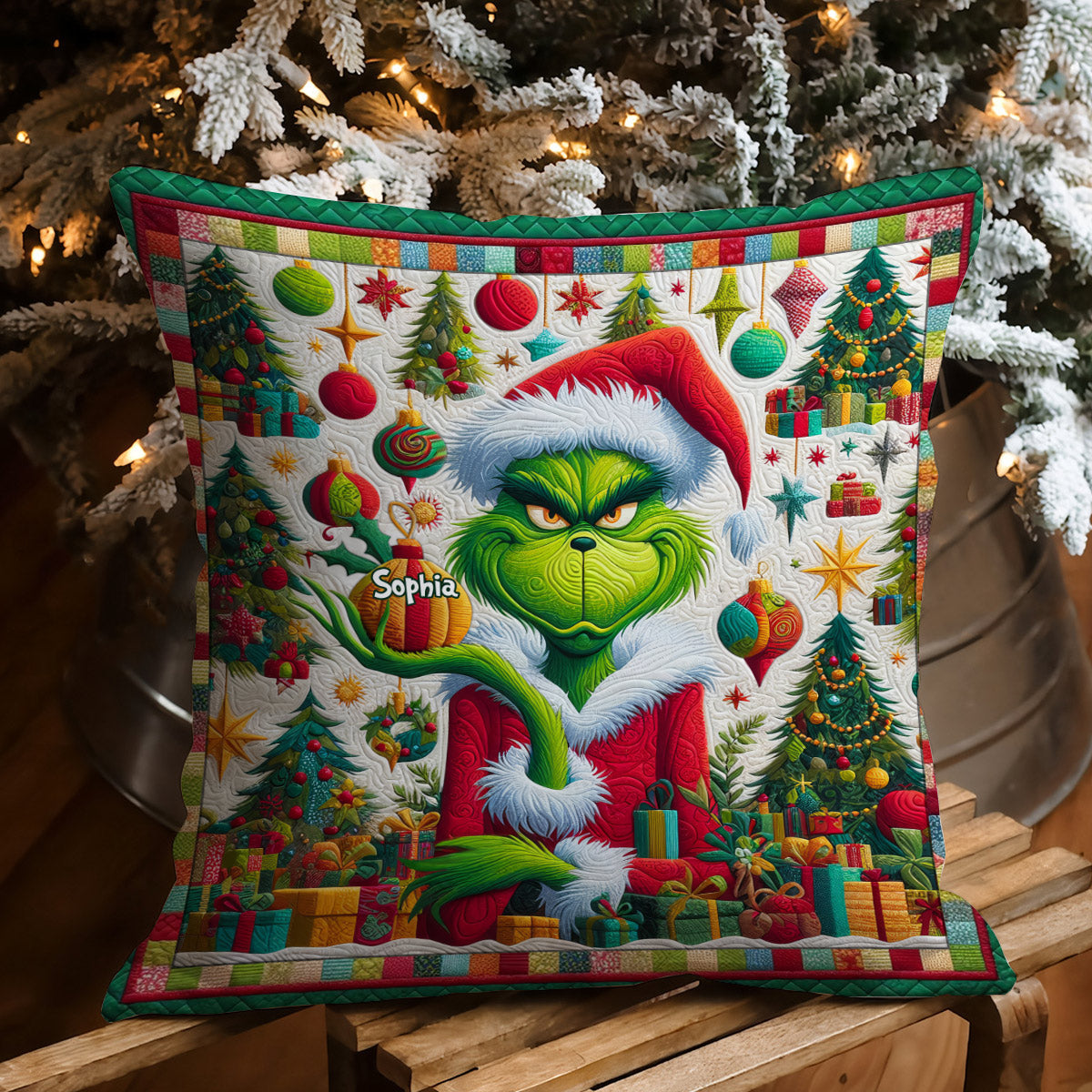 Personalized Grinchmas Throw Pillow Custom Name Christmas Gift Throw Pillow GradoCreations