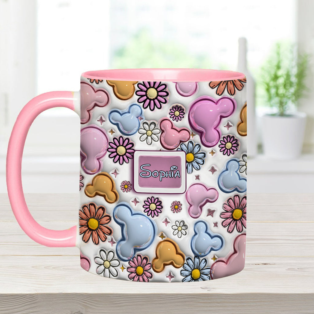 Personalized Disney Floral Accent Mug with Custom Name Gift for Mom Accent Mug GradoCreations