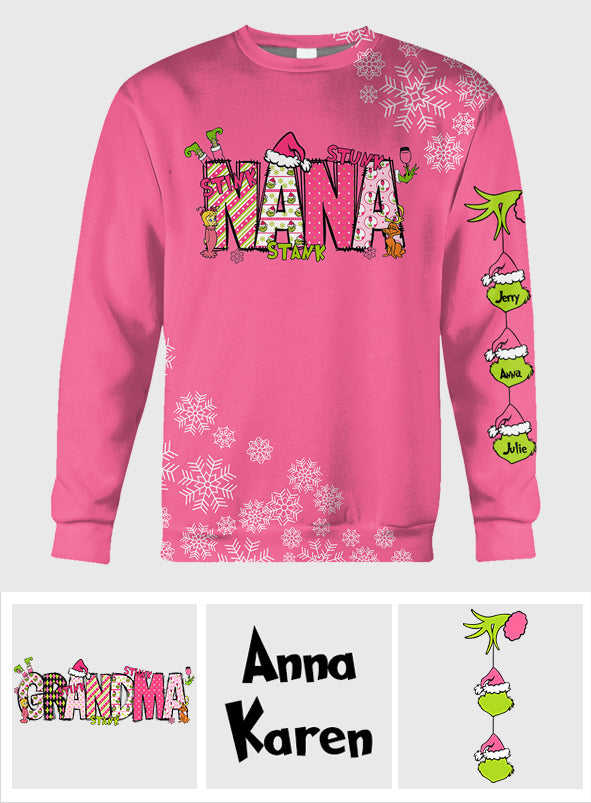 Personalized Grinchy Grandma Christmas All Over Shirt for Grandma All Over Shirt GradoCreations