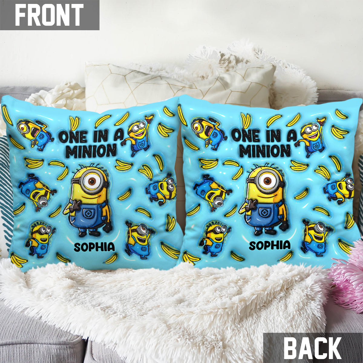 Personalized Minion Throw Pillow Custom Name Gift Throw Pillow GradoCreations
