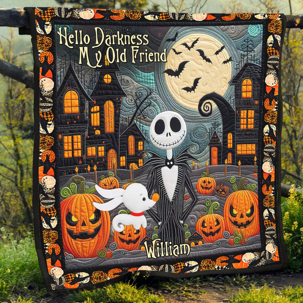 Personalized Halloween Quilt Hello Darkness My Old Friend Gift Quilt GradoCreations
