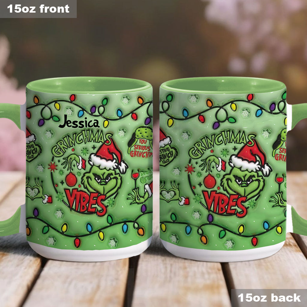 Personalized Grinchmas Vibes Accent Mug Custom Name Gift Accent Mug GradoCreations
