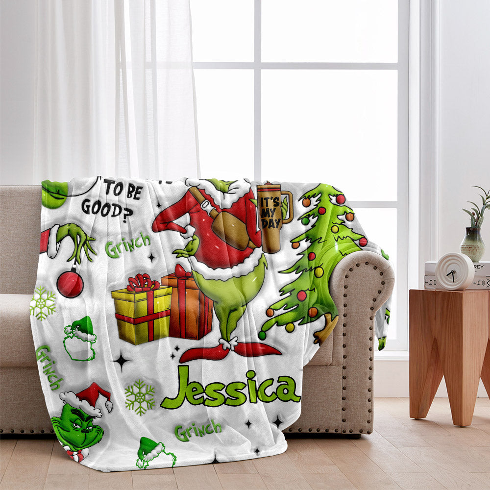Personalized Grinchmas Blanket Soft Flannel Gift for Christmas Blanket GradoCreations