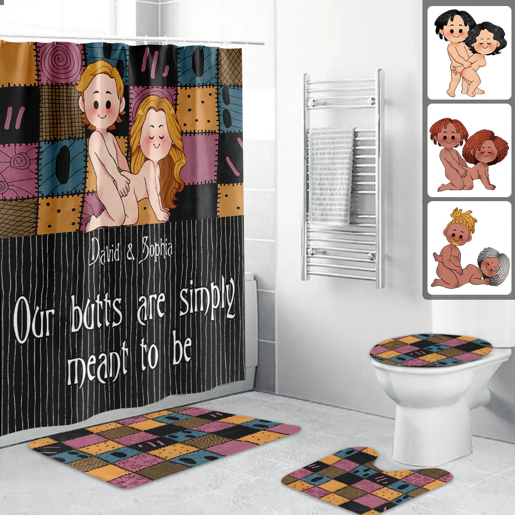 Personalized Nightmare Bathroom Curtain & Mats Set for Couples Bathroom Curtain & Mats Set GradoCreations