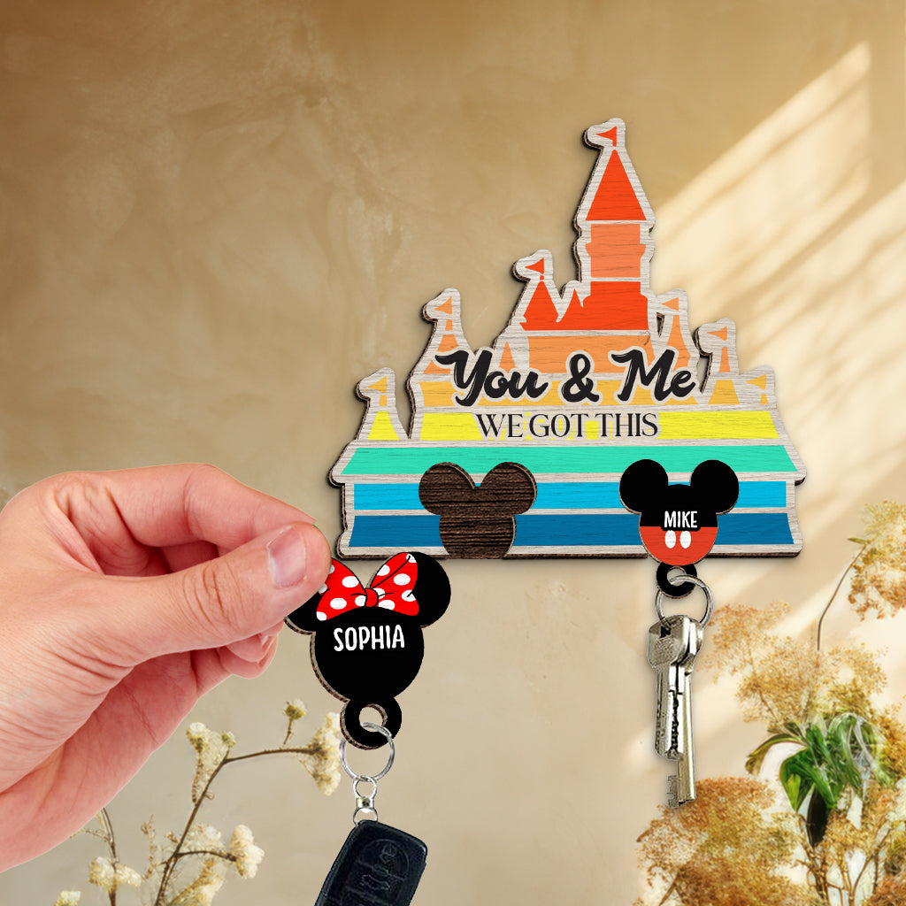 Personalized Wooden Key Holder with Names for Couples Key Holder GradoCreations