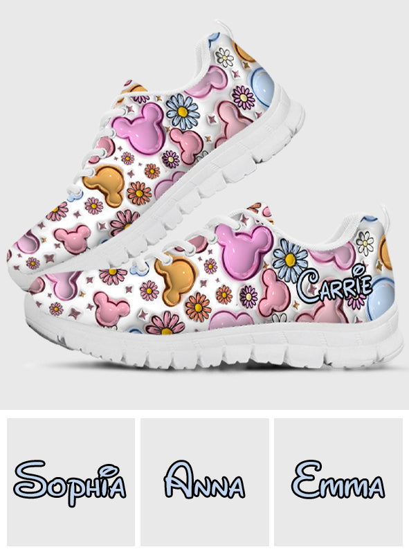 Personalized Floral Mouse Sneakers Custom Name Gift for Mom Sneakers GradoCreations