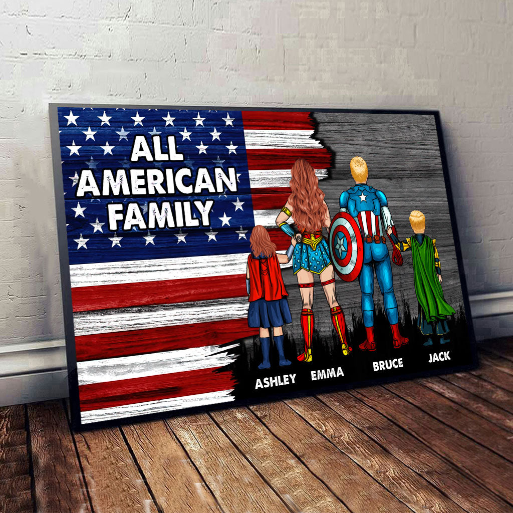 Personalized Family Canvas Wall Art Custom Names USA Gift Canvas And Poster GradoCreations