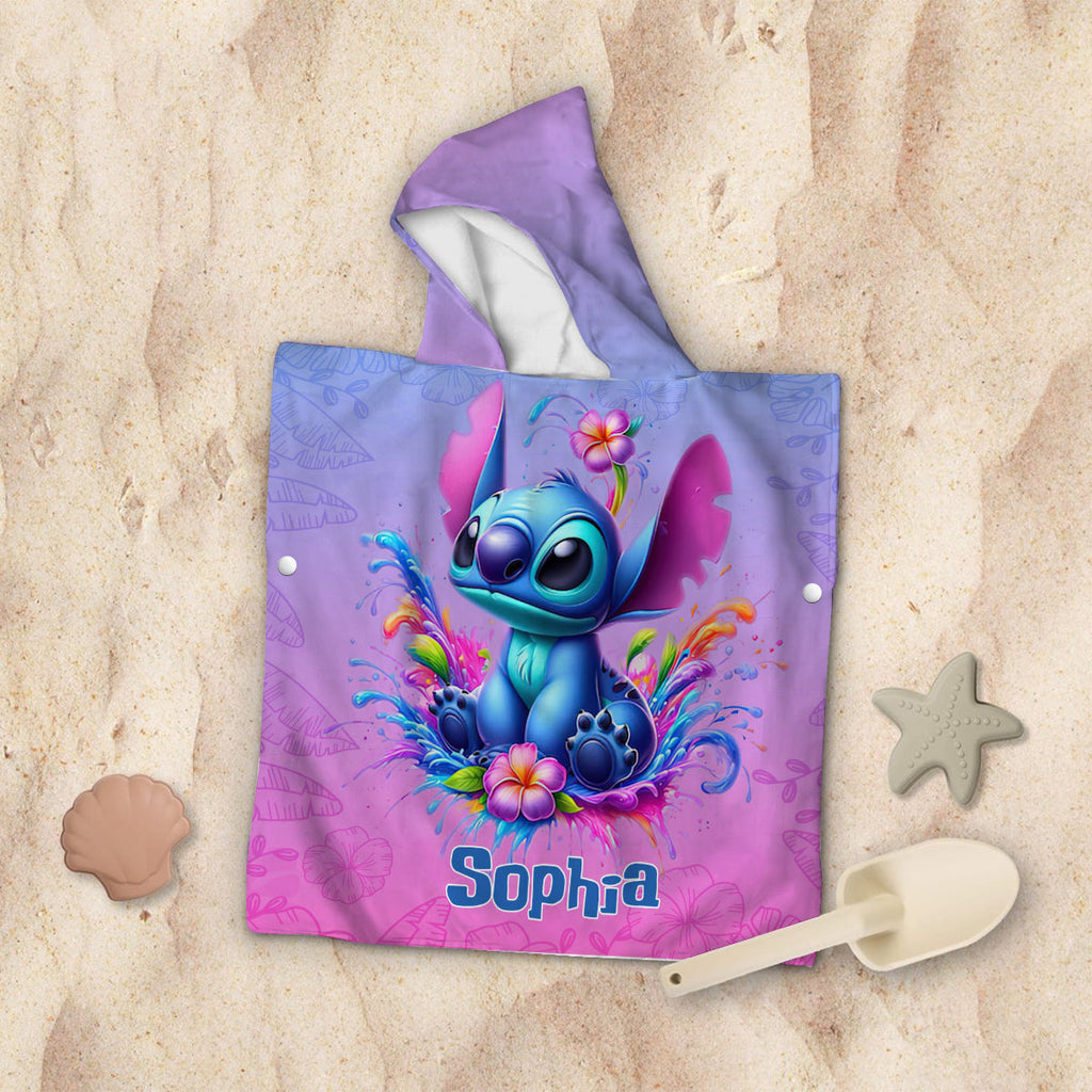 Personalized Kid Hooded Towel Poncho with Name for Beach Fun Kid Hooded Towel Poncho GradoCreations