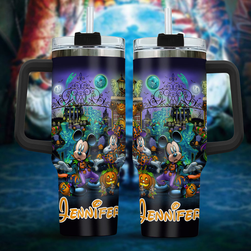Personalized Halloween Tumbler with Handle for Drinks Tumbler With Handle GradoCreations