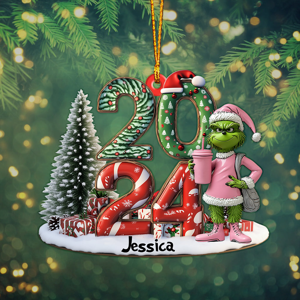 Personalized Grinch Christmas Ornament Custom Shaped Gift 2024 One-sided Custom Shaped Ornament GradoCreations