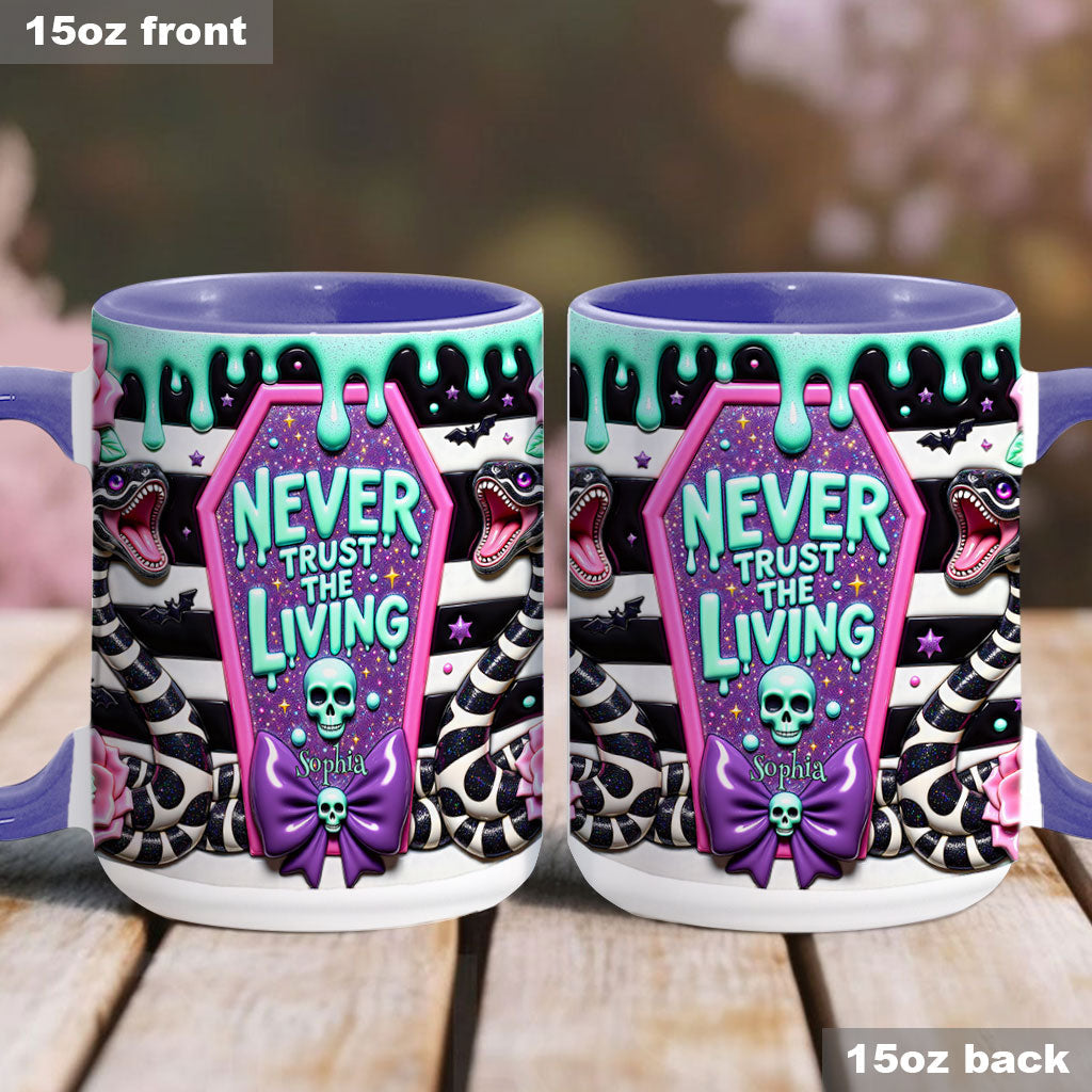 Personalized Accent Mug Never Trust The Living Gift for Couple Accent Mug GradoCreations