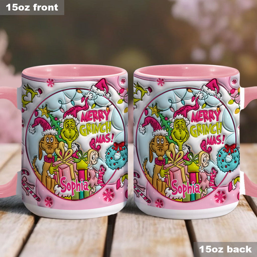 Personalized Merry Grinchmas Accent Mug Custom Name Holiday Gift Accent Mug GradoCreations