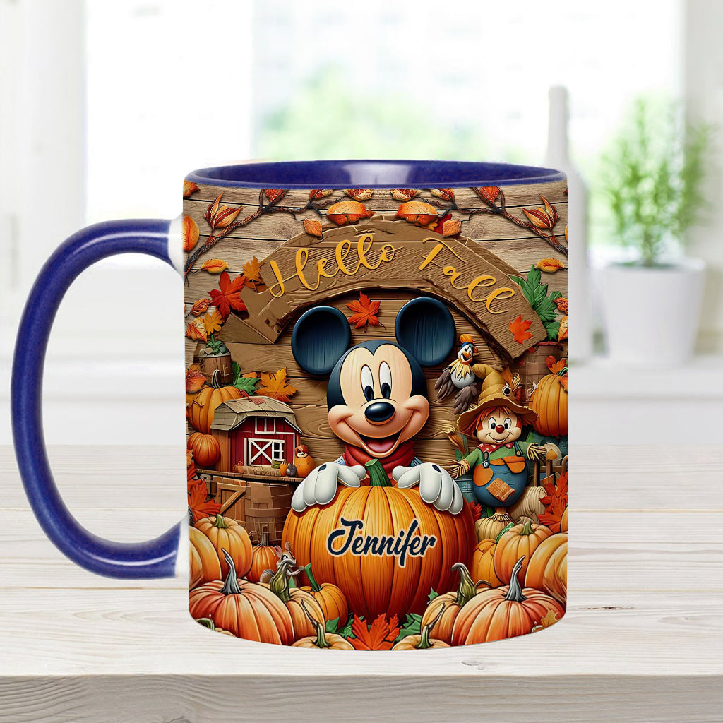 Personalized Hello Fall Accent Mug Custom Name Gift Idea Accent Mug GradoCreations