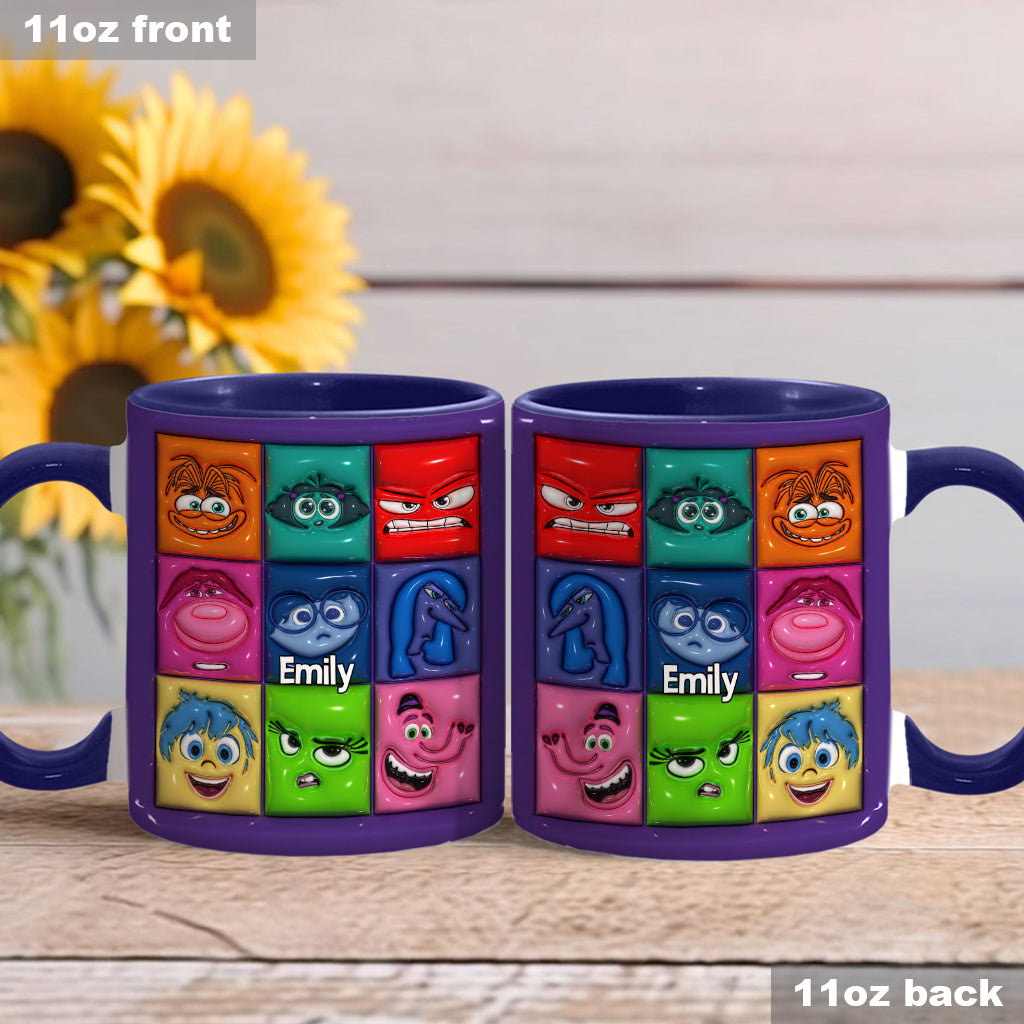 Personalized Accent Mug with Emotion Faces Custom Name Gift Accent Mug GradoCreations