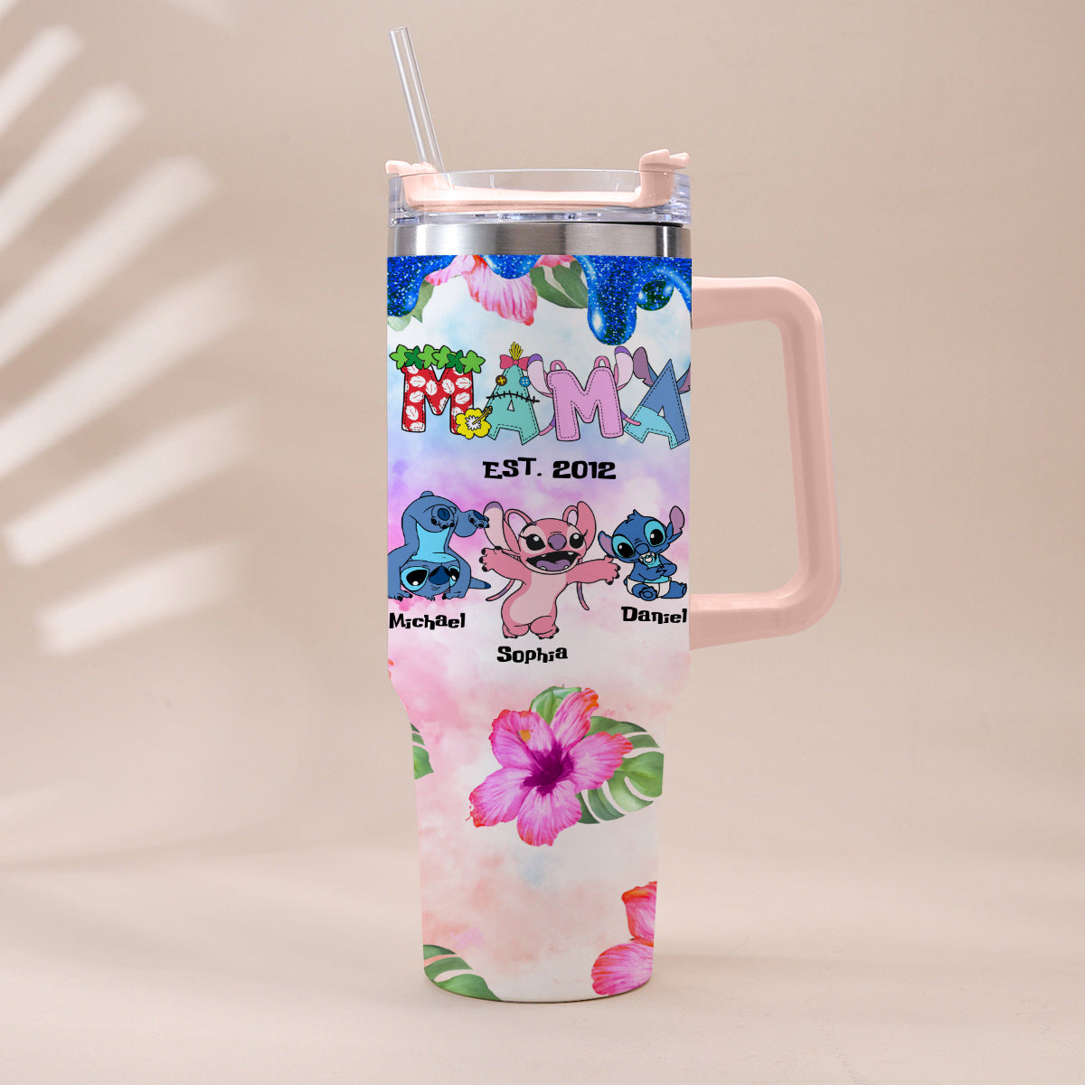 Personalized Ohana Tumbler with Handle Custom Name Gift for Mom Tumbler With Handle GradoCreations