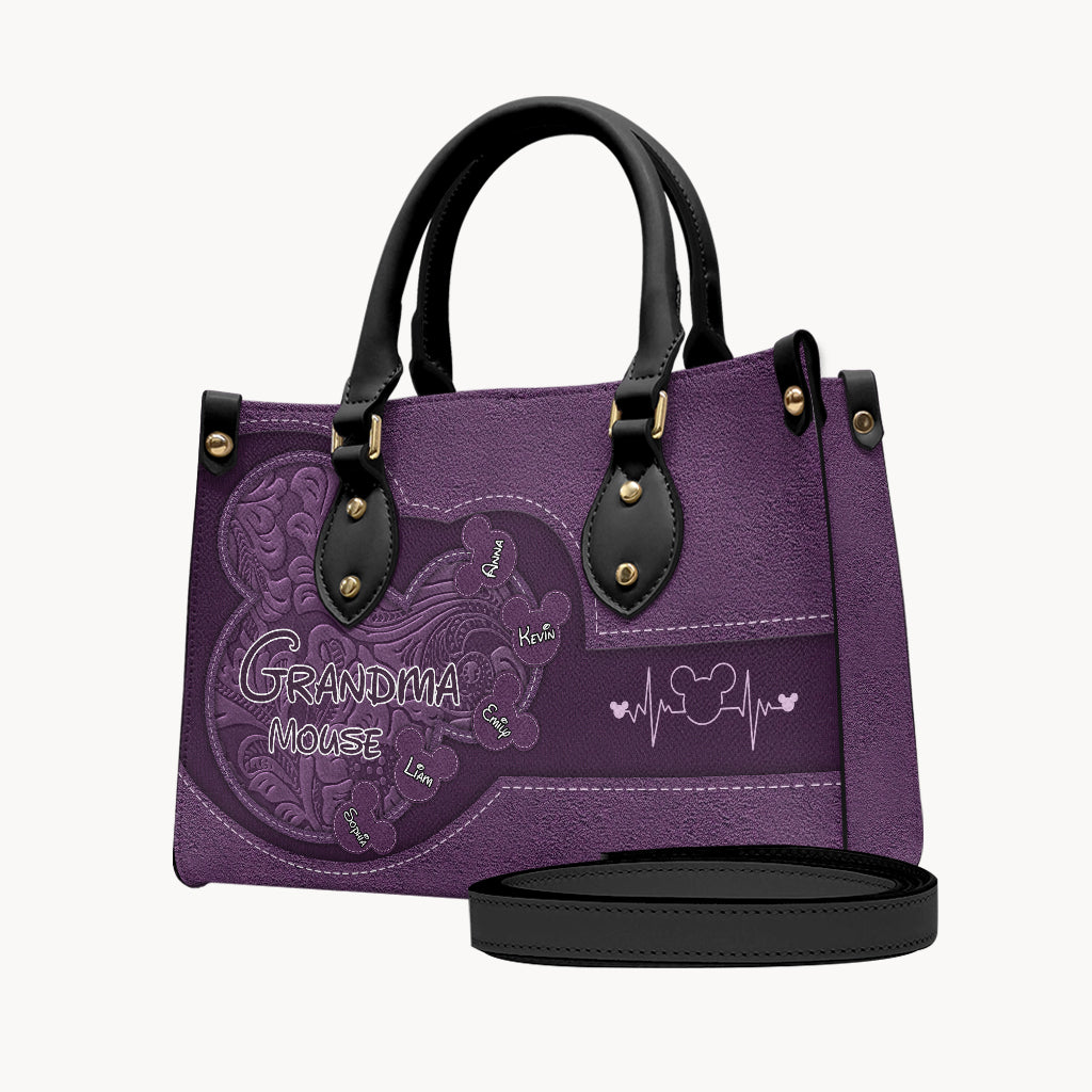 Personalized Mouse Ears Leather Handbag Custom Name Gift for Grandma Leather Handbag GradoCreations