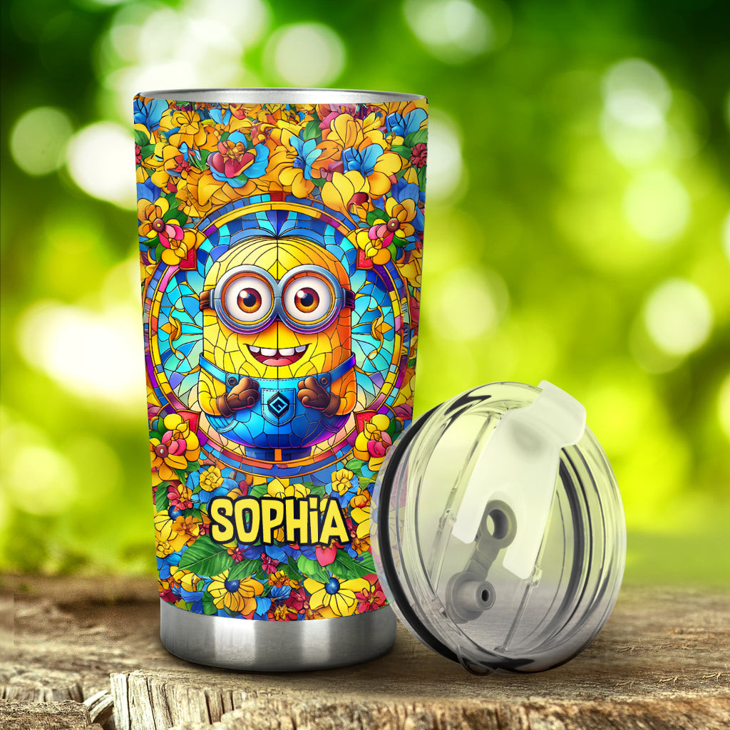 Personalized Happy Yellow Monster Tumbler Custom Name Gift for Kids Tumbler GradoCreations