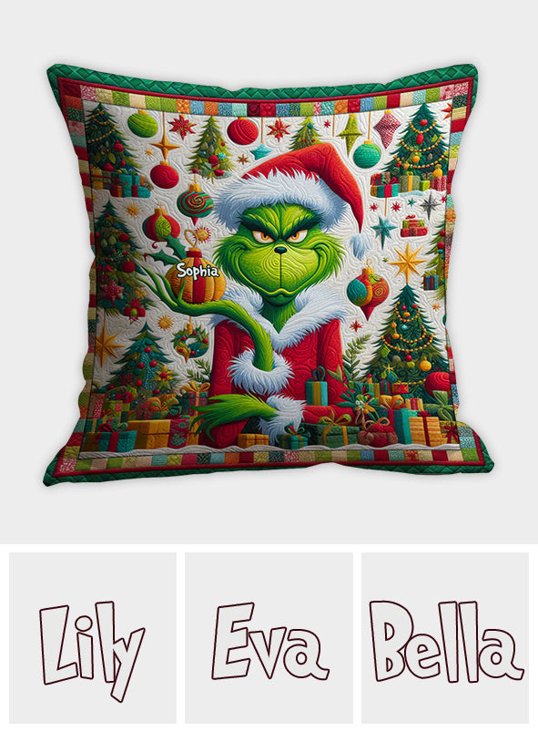 Personalized Grinchmas Throw Pillow Custom Name Christmas Gift Throw Pillow GradoCreations