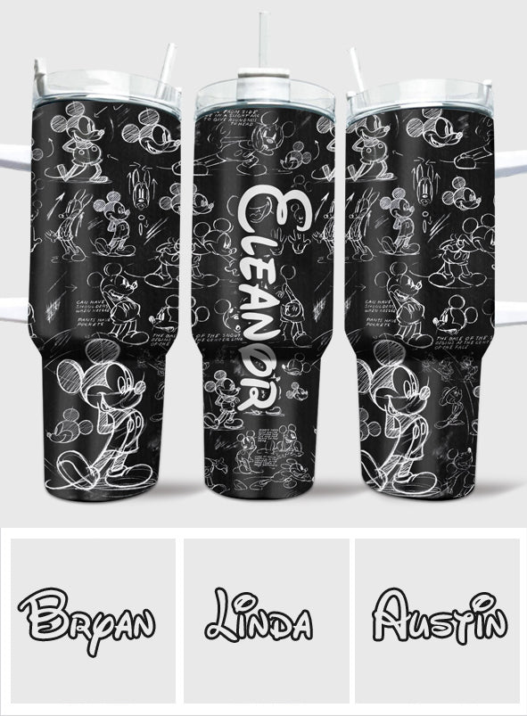Personalized Black and White Mouse Tumbler with Handle Gift for Mom or Dad Tumbler With Handle GradoCreations