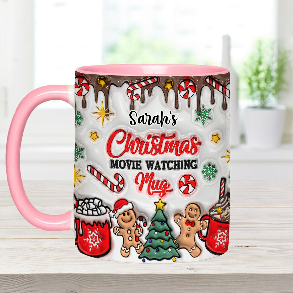 Personalized Christmas Movie Watching Mug Custom Name Gift Accent Mug GradoCreations