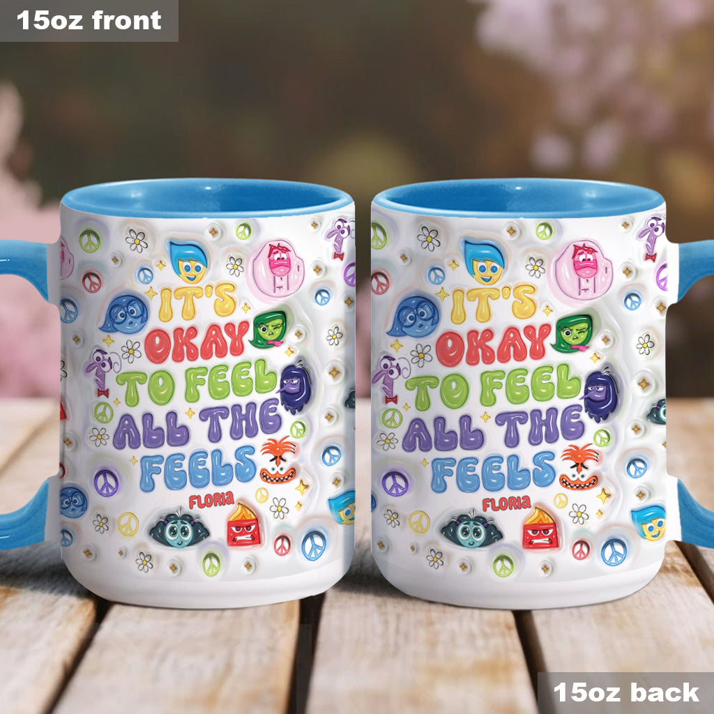 Personalized Accent Mug It's Okay To Feel All The Feels Gift for Friends Accent Mug GradoCreations