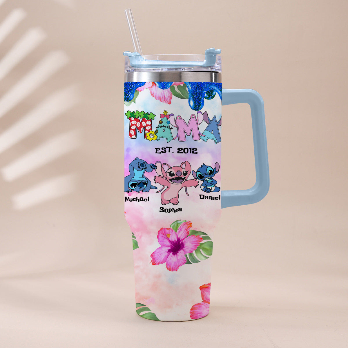 Personalized Ohana Tumbler with Handle Custom Name Gift for Mom Tumbler With Handle GradoCreations