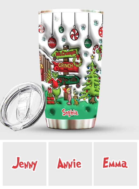Personalized Grinch Christmas Tumbler Custom Name Gift Tumbler GradoCreations