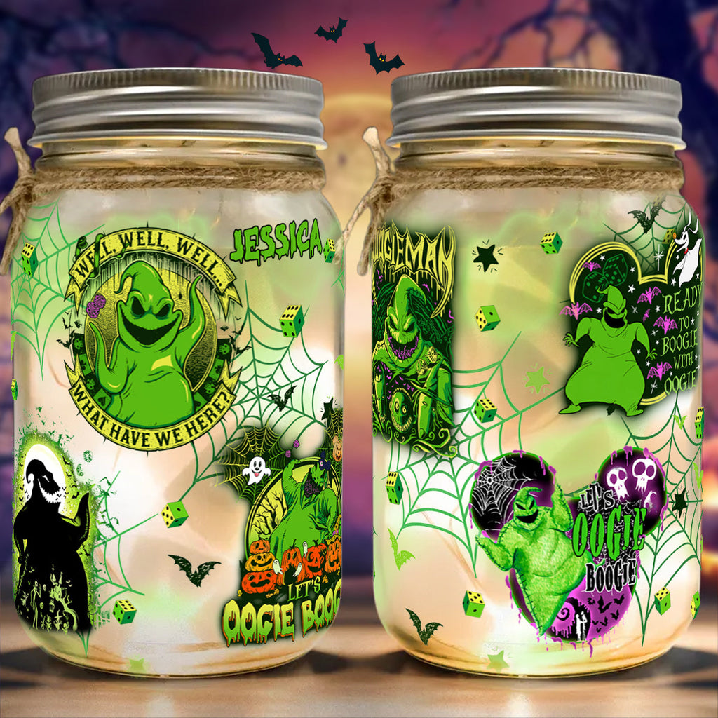 Personalized Oogie Boogie Mason Jar Light Decor Gift for Halloween Mason Jar Light GradoCreations